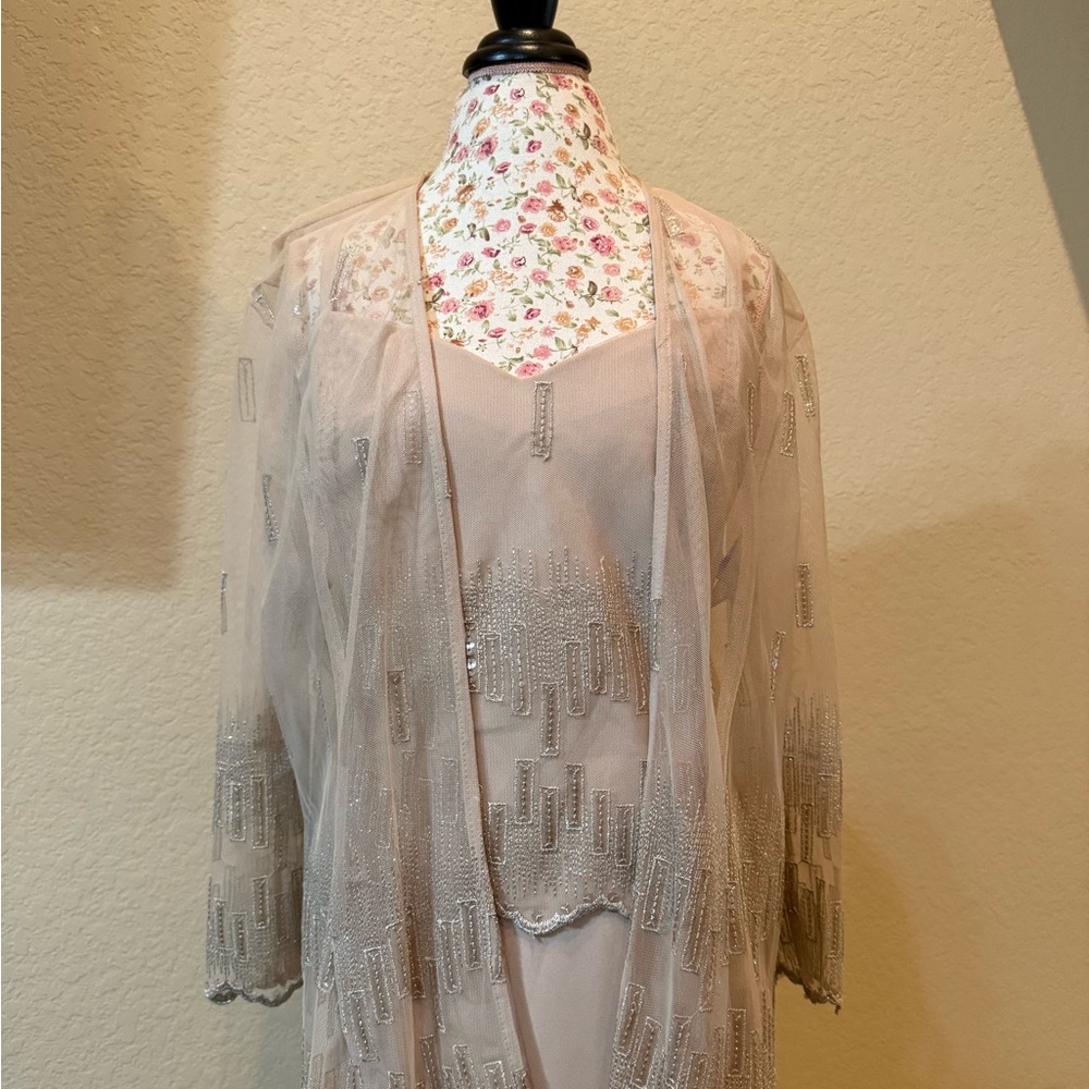 Sequin dress with shawl